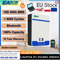 Easun Power Lifepo4 Battery 51.2V 100AH 200AH Powerwall Battery 5KWH 10KWH CAN/RS485 For Home Solar System BMS Lithium Battery