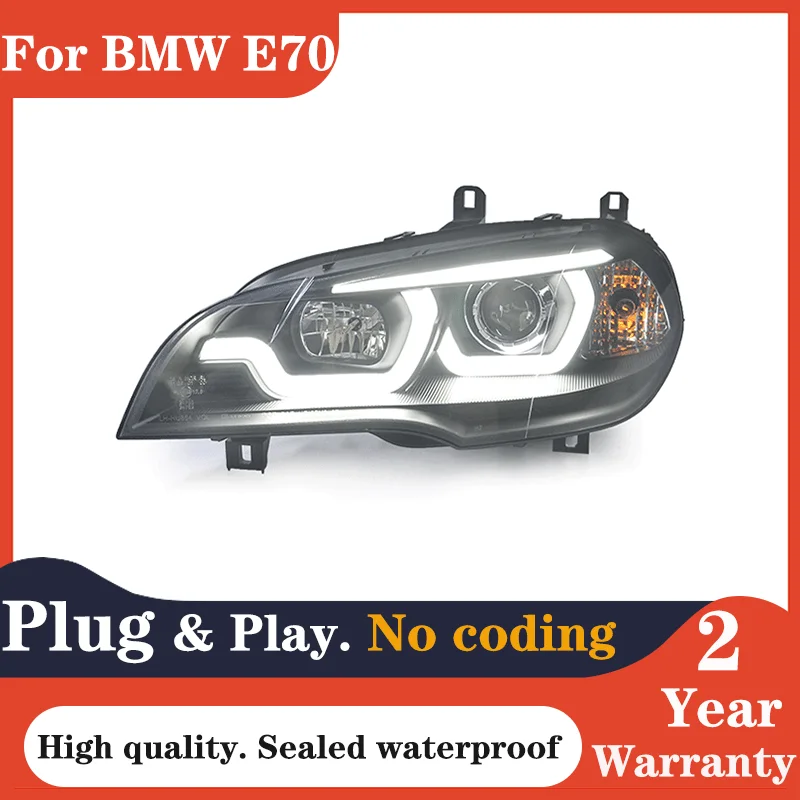 Car For BMW X5 E70 2007-2013 Headlights DRL Hella LED Bi Xenon Bulb Fog Lights Car Accessory X6 E71 Head Lamp