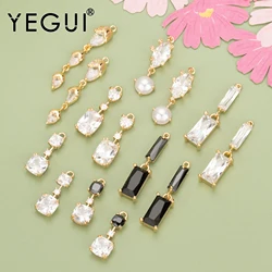YEGUI MB60,jewelry accessories,18k gold plated,nickel free,copper,zircons,glass,charms,diy pendants,jewelry making,6pcs/lot