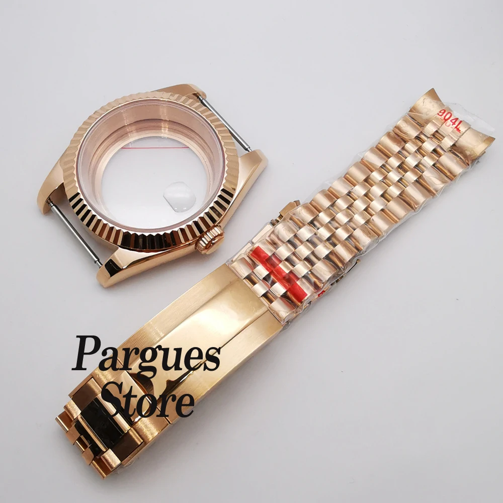 

36mm/39mm Sapphire Glass Rose Gold Case Strap Fit NH35 NH36,Miyota 8215 DG2813,ETA 2824 ST2130 PT5000 Movement