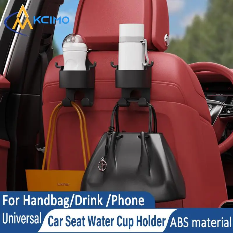 

New ABS Car Seat Headrest Hook Hanger Storage Organizer With Cup Holder For Handbag For Universal Car Interior Accessories