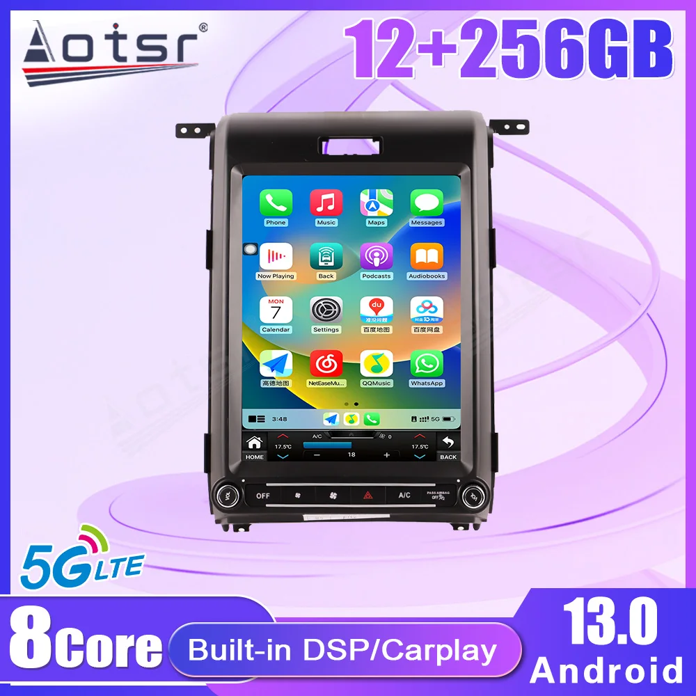 

13 дюймов Android 13,0 Carplay для Ford Raptor F150 2009-2014 Tesla Style Автомобильный GPS-навигатор мультимедийный плеер Радио Лента головное устройство