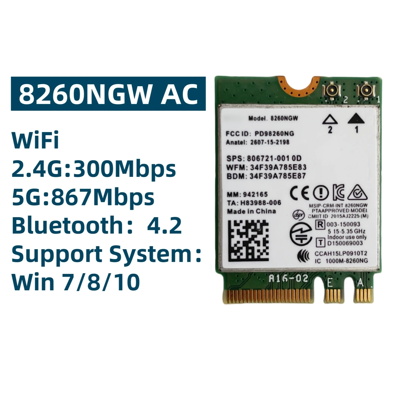 كابل هوائي WiFi لـ Dell Optiplex 3080 7080 3090 5090 7090 MFF بطاقة شبكة WiFi لسطح المكتب الصغير 8260NGW