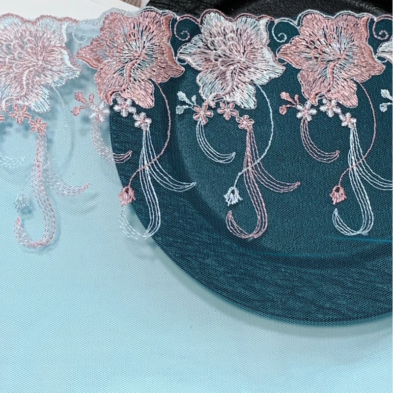 

2 метра синяя сетка с вышивкой и кружевной отделкой, нижнее белье, швейное ремесло, сделай сам, ткань для одежды, платье с рукавами, кружевное нижнее белье