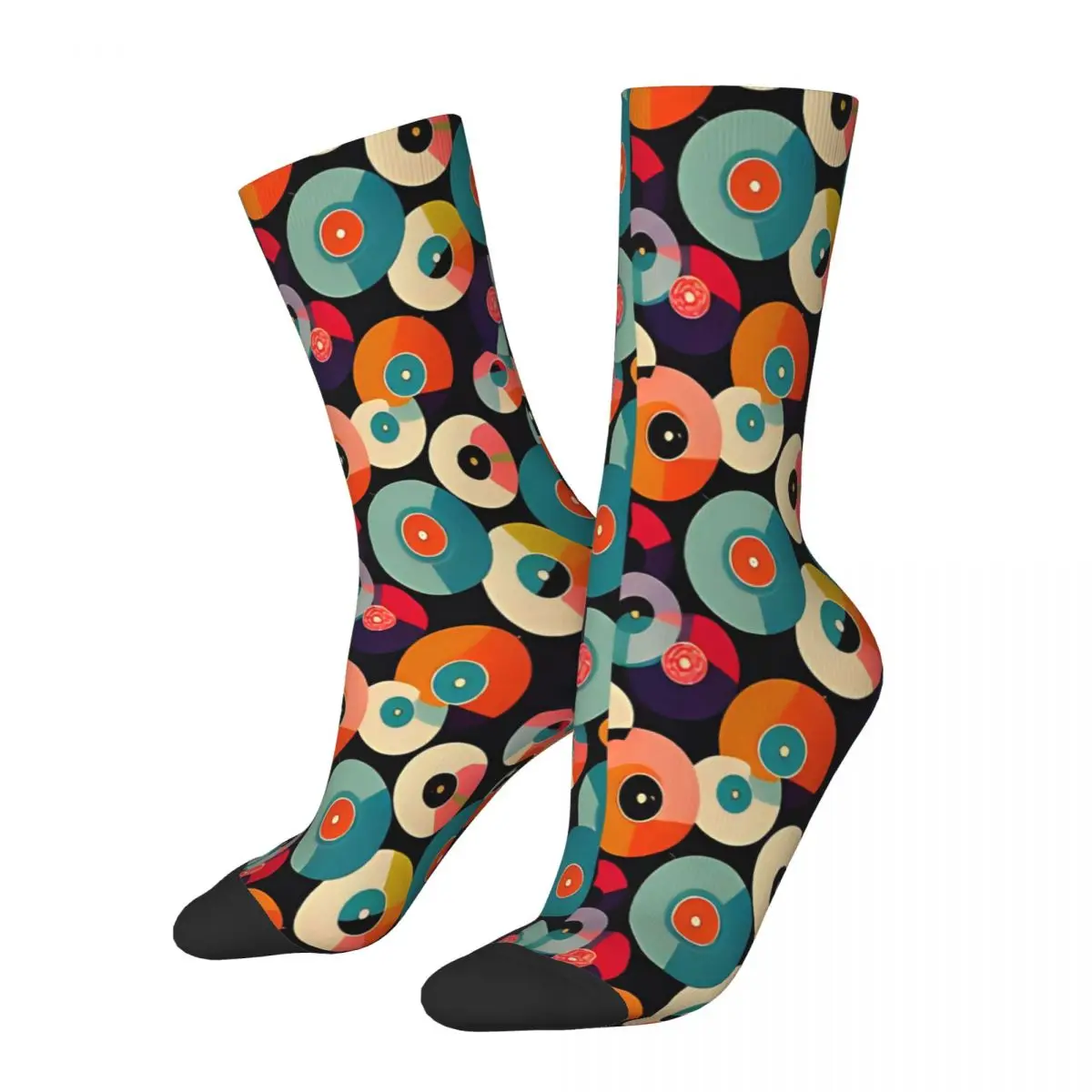 Calcetines de diseño loco para hombre y mujer, medias Retro de discos de vinilo, música, Hipster Vintage de los años 70 y 80, absorbentes de sudor, para Yoga, Otoño e Invierno