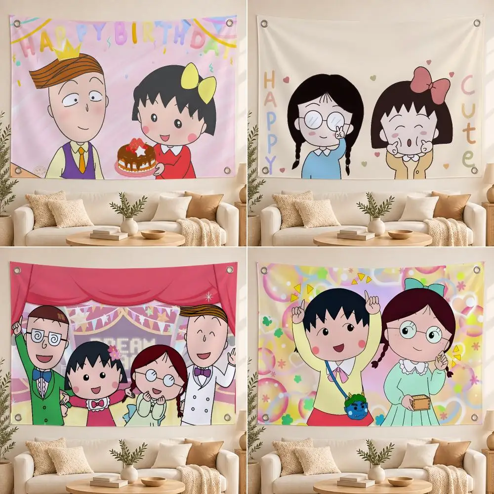 Maruko-chan Chibi Anime Flags Suitable For Party Club Outdoor Interior Wall Art Decoration Banner Fans Gift
