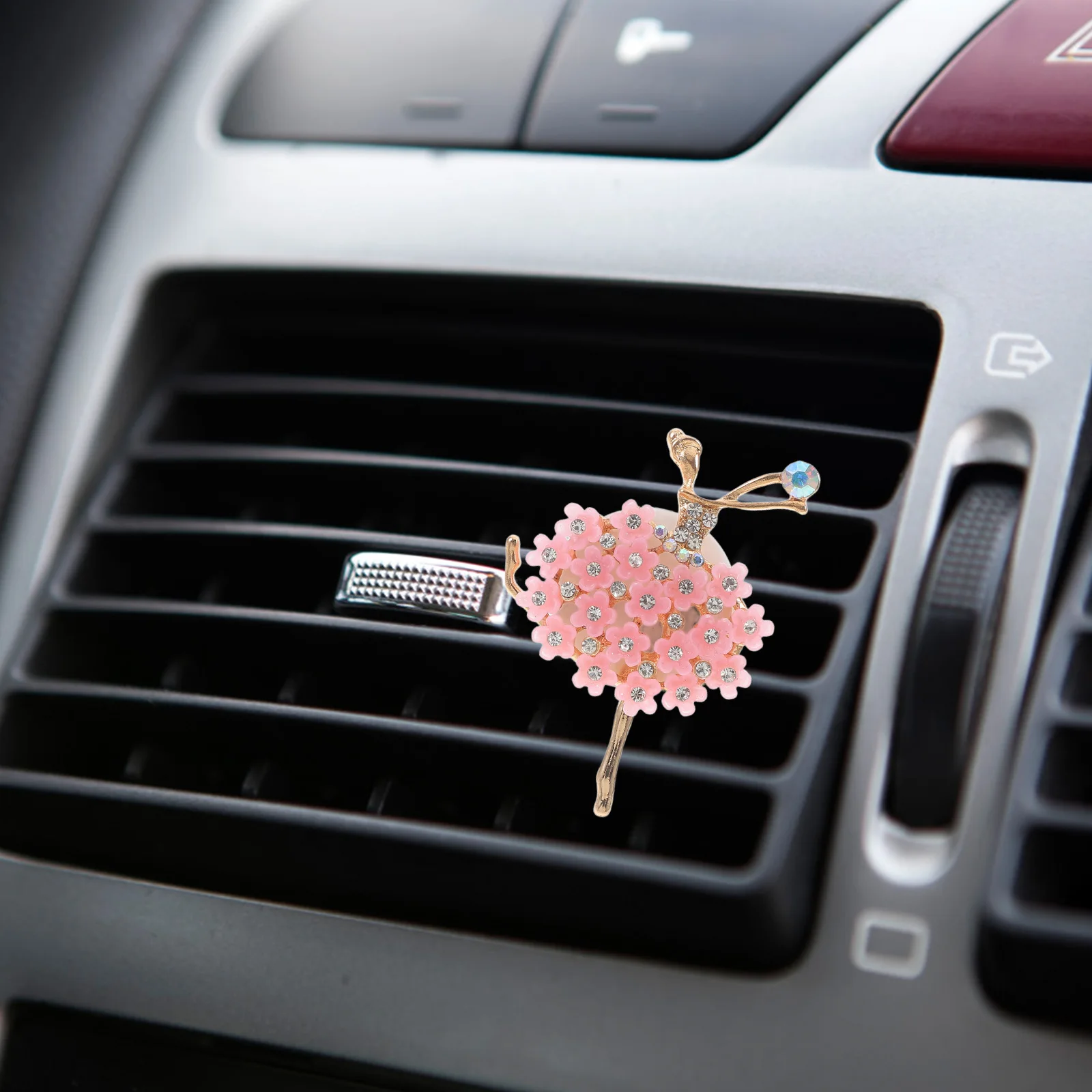 

Car Perfume Clip Pink Resin Flower Girl Aroma Car Air Freshener Dashboard Decor Vent Clips Interior Accessories