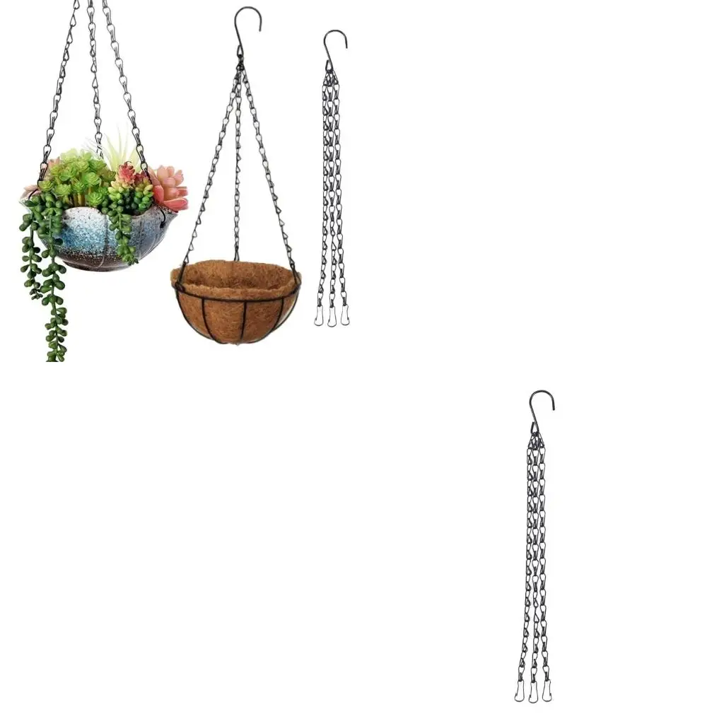 3 Point Hanging Basket Flower Pot Chains Hang Hooks for Plant Basket Home Garden Decor Grow Basin Bird Feeders