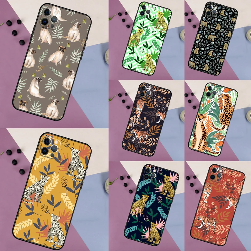 Tigers Leopards tropical leaves For Samsung Galaxy A16 A26 A36 A56 A53 A33 A13 A32 A52 A55 A35 A15 A54 A34 A14 A57 A17 Case
