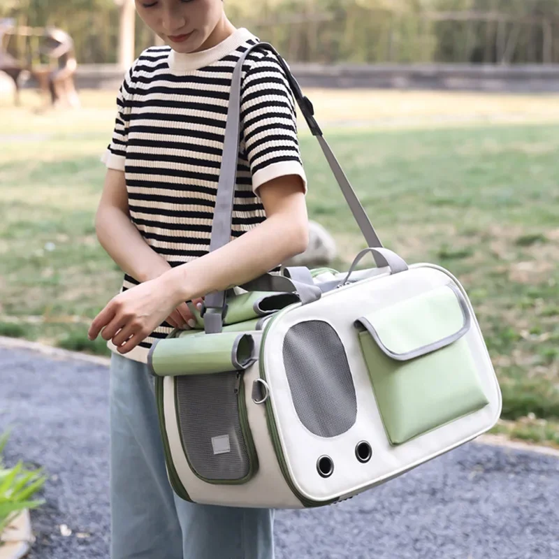 Cross-border Solid Color Portable Breathable Pet Bag Shoulder Winter Cat Bag Portable Carrier Cat Bag for Dogs and Cats