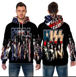 KISS BAND Hoodies 3D Printing Men Streetwear Casual Oversized Y2k Harajuku Hooded Sweatshirts Tops Kids Clothing