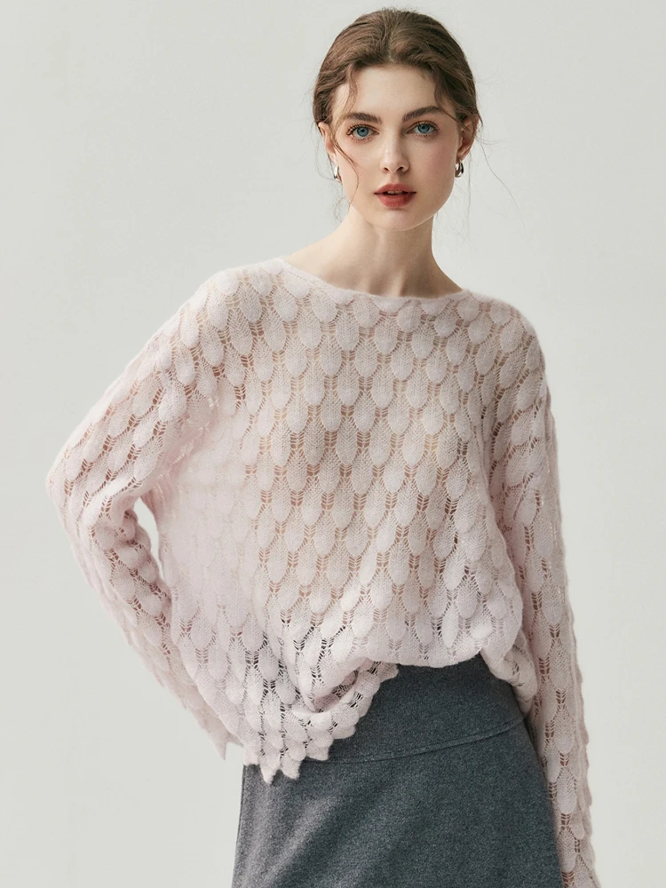 

TLOML женский 100% кашемировый трикотаж с вырезом на шее, пуловер в форме лепестка, весенне-осенний свитер, модные свободные шикарные топы