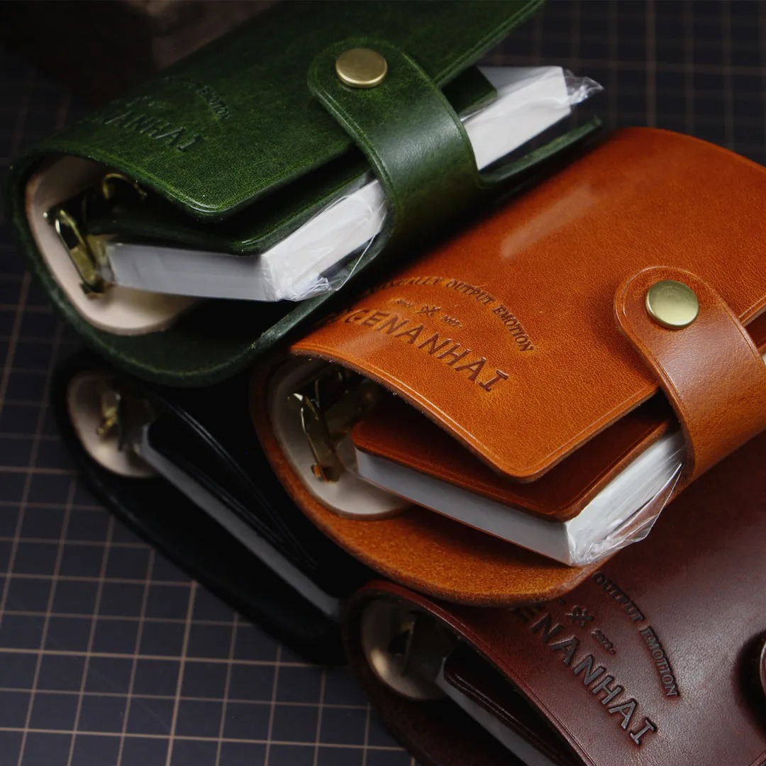 MINI A8 SZIE Handmade Vegetable Tanned Cowhide Handbook American Portable Mini Book Notebook Diary Book