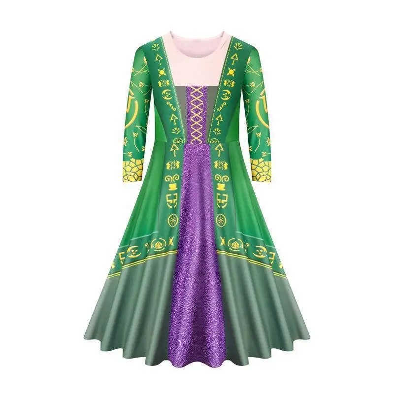 Hocus Pocus 2 Costume Sarah Sanderson Sisters Cosplay Costume Dress Outfits Kids Girls Halloween Carnival