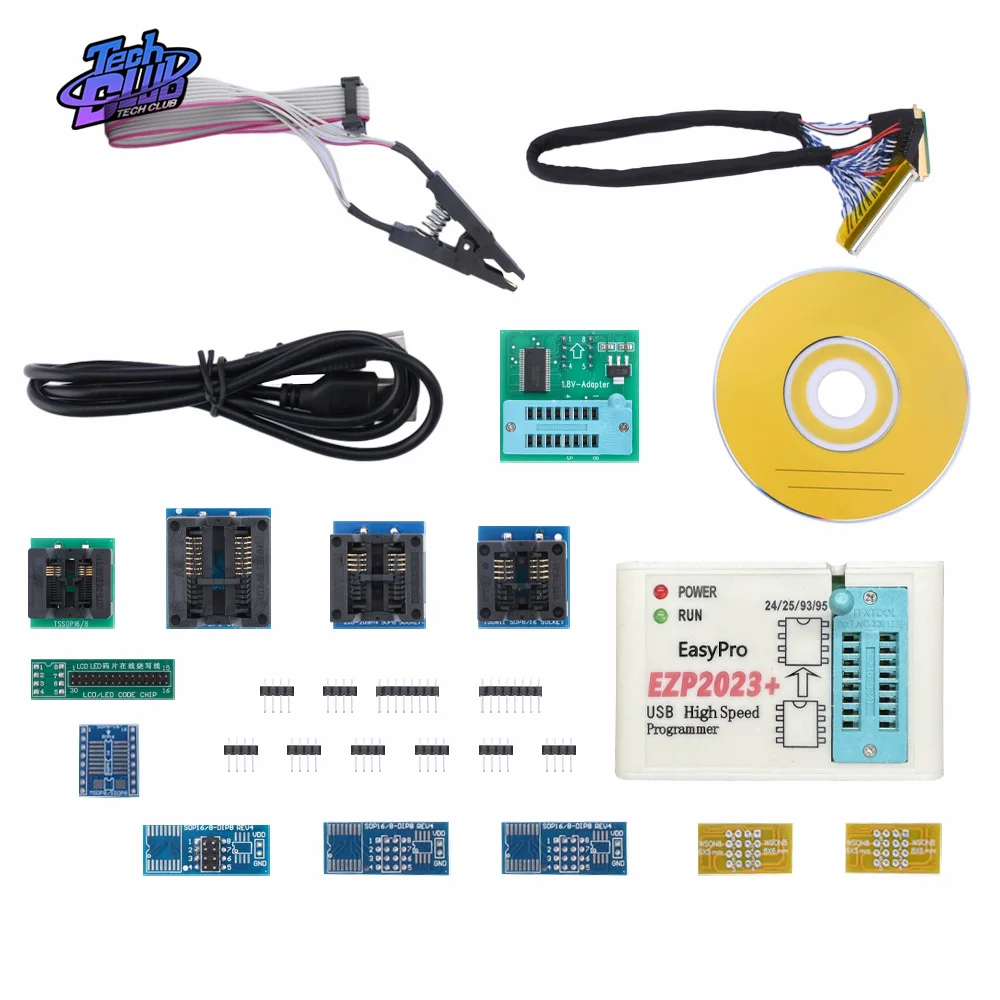 EZP2023 programmatore SPI USB ad alta velocità + 12 adattatori supporto 24 25 26 93 95 EEPROM 25 Chip Bios Flash