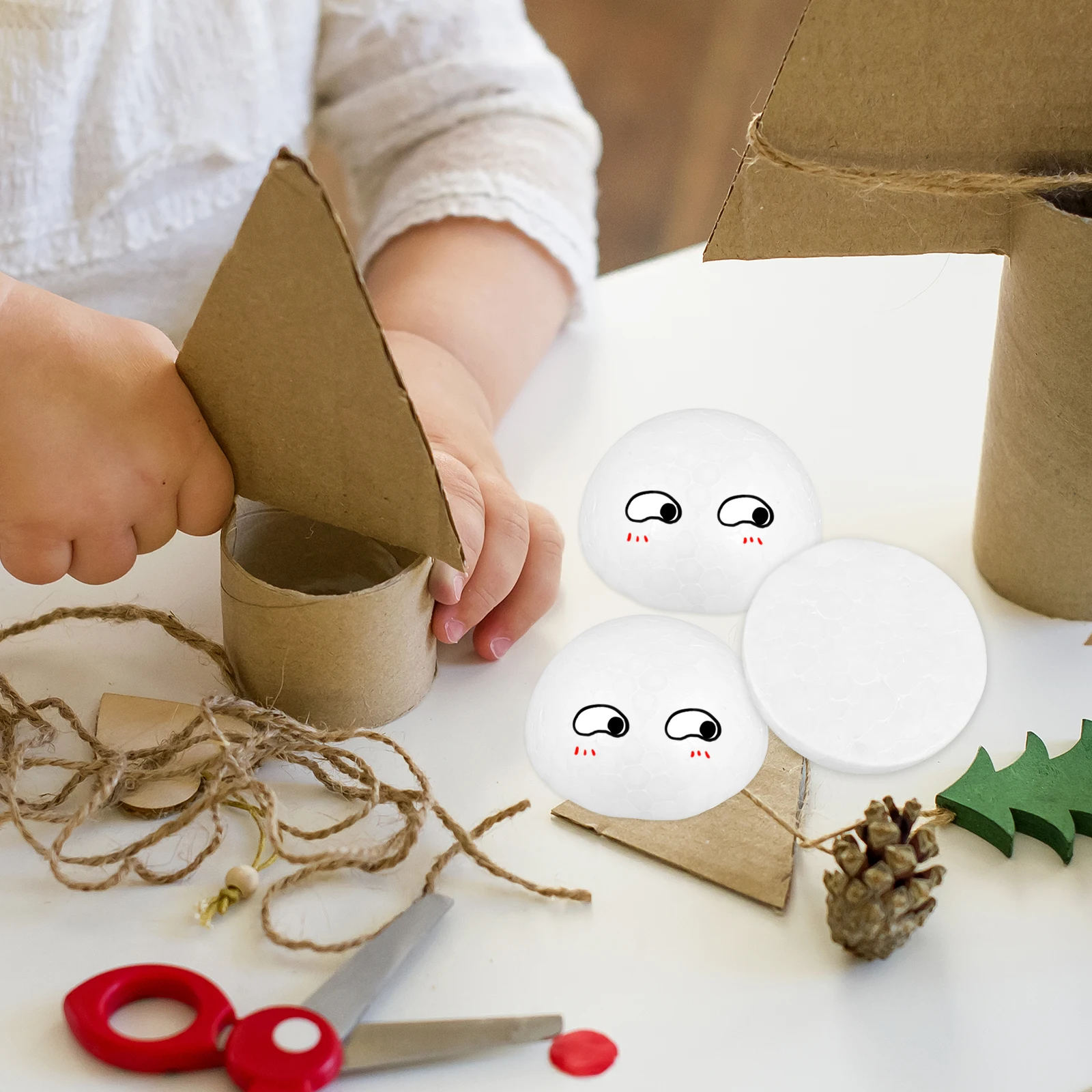 

30 Pcs Foam Balls Semicircle White Craft Half Round Large Size Christmas Decor Hemisphere DIY Project Accessories