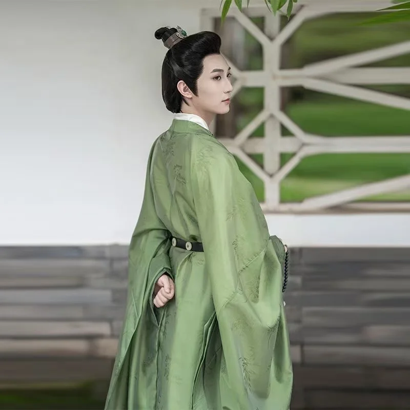 Ming Dynasty Hanfu Men Women Traditional Chinese Clothing Flower Grass Dark Pattern Round Neck Robe Halloween Royal Cosplay Suit