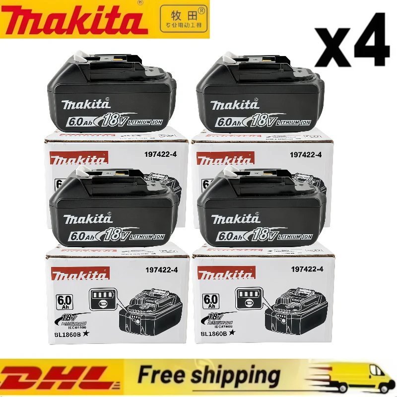 100% Original Makita Battery, 18V 6.0Ah Rechargeable Battery, Replacing Makita BL1830B L1840B L1850B L1860B, Power Tool Battery
