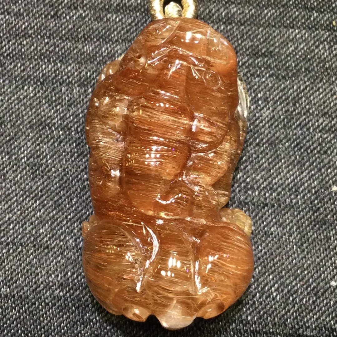 

Natural Copper Rutilated Quartz Pendant Pi Xiu Rutilated Quartz Jewelry 33*18.5*14mm Women Men Wealty Stone Cat Eye AAAAAA