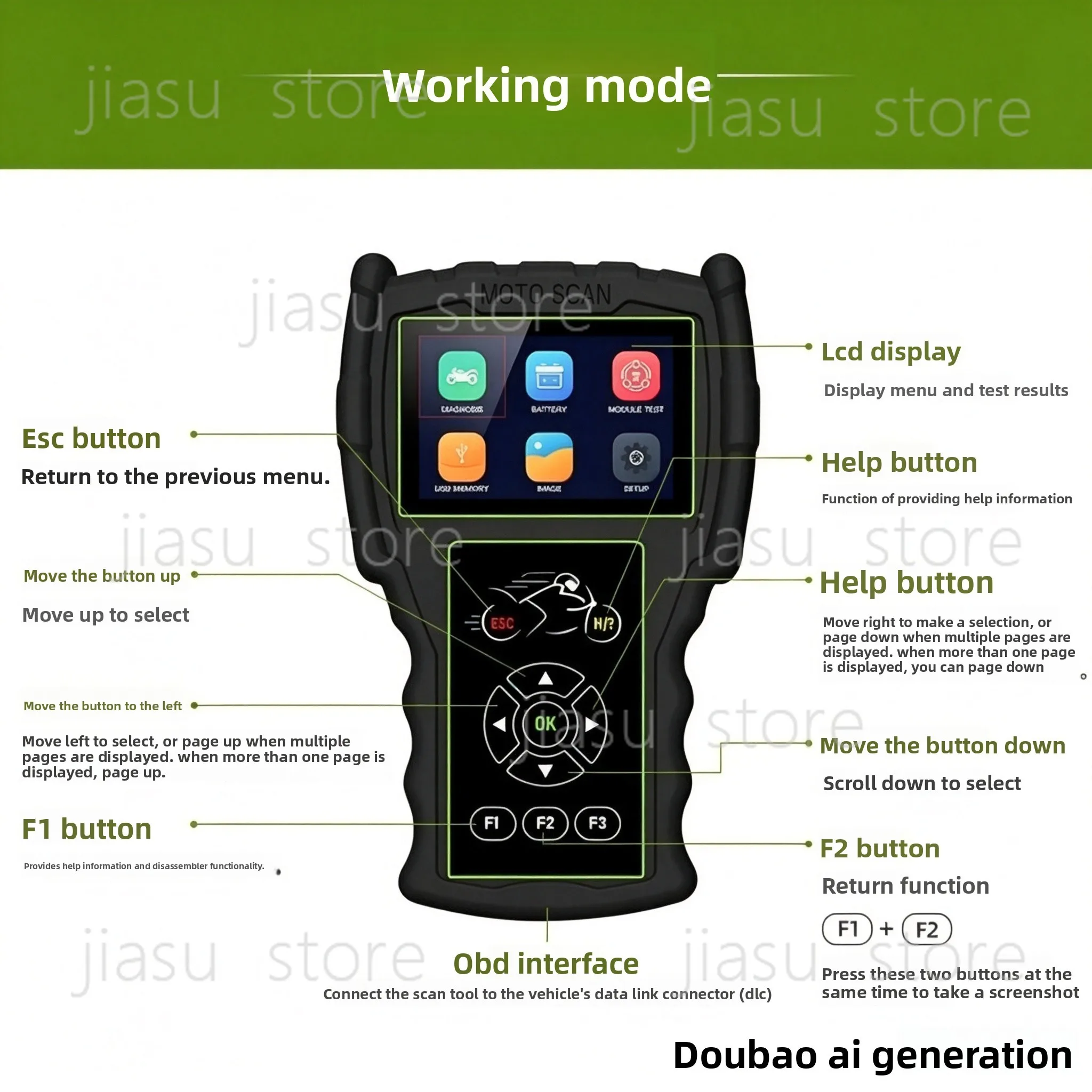M100 Pro Motorbike OBD Scanner, ECU Fault Diagnostic Tool for Motorcycle Maintenance