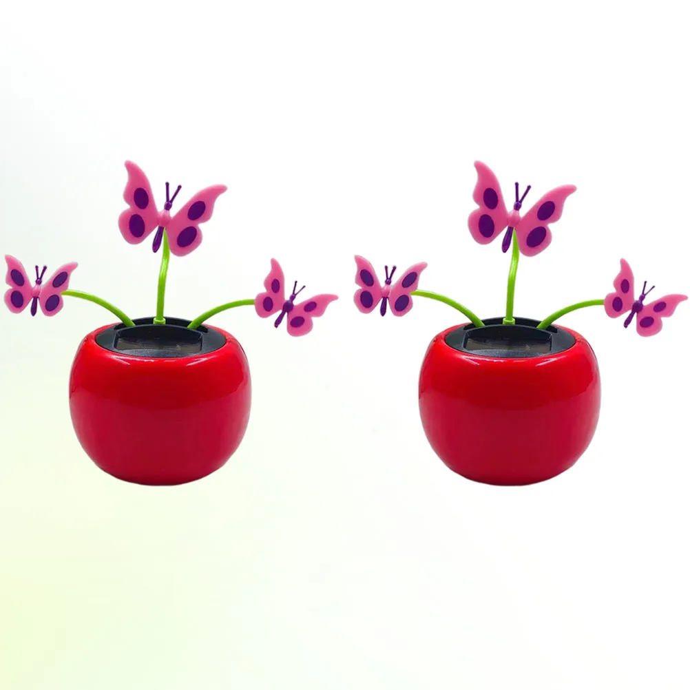

2Pcs Solar Powered Car Ornament Gifts Lovely Swing Decorations for Car Interior Home Office Balcony Toy