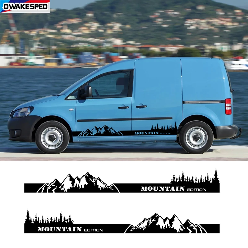 2PCS Car Body Door Stickers For Volkswagen VW Caddy MK1 MK2 MK3 Maxi Kombi Camper Van Mountain Tree Graphics Tuning Accessories