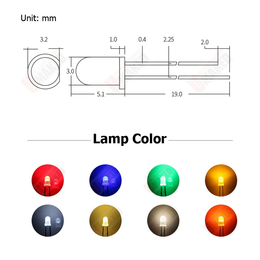 1000pcs 3mm Foggy Len LED round lamps diodes chip  20mA light beads F3 led Emitting diodes WW/W/RED/G/B/Y Lighting DIY lamp DIP