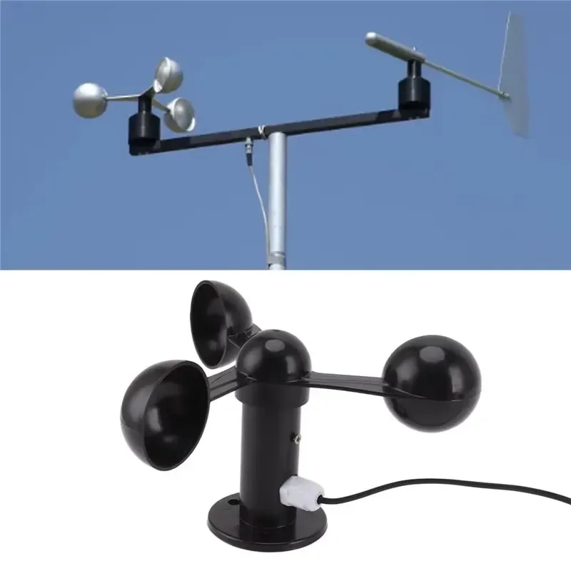 AEF2-Three Cups Wind Speed Sensor Monitoring 360 Degree Anemometer Cups Waterproof Accurate Wind Speed