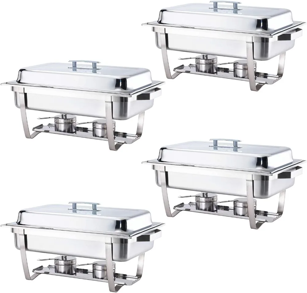 

70014-GRAY 4 Pack 8QT Chafing Dish High Grade Stainless Steel Chafer Complete Set, 8 QT, Alpine Gray Handle