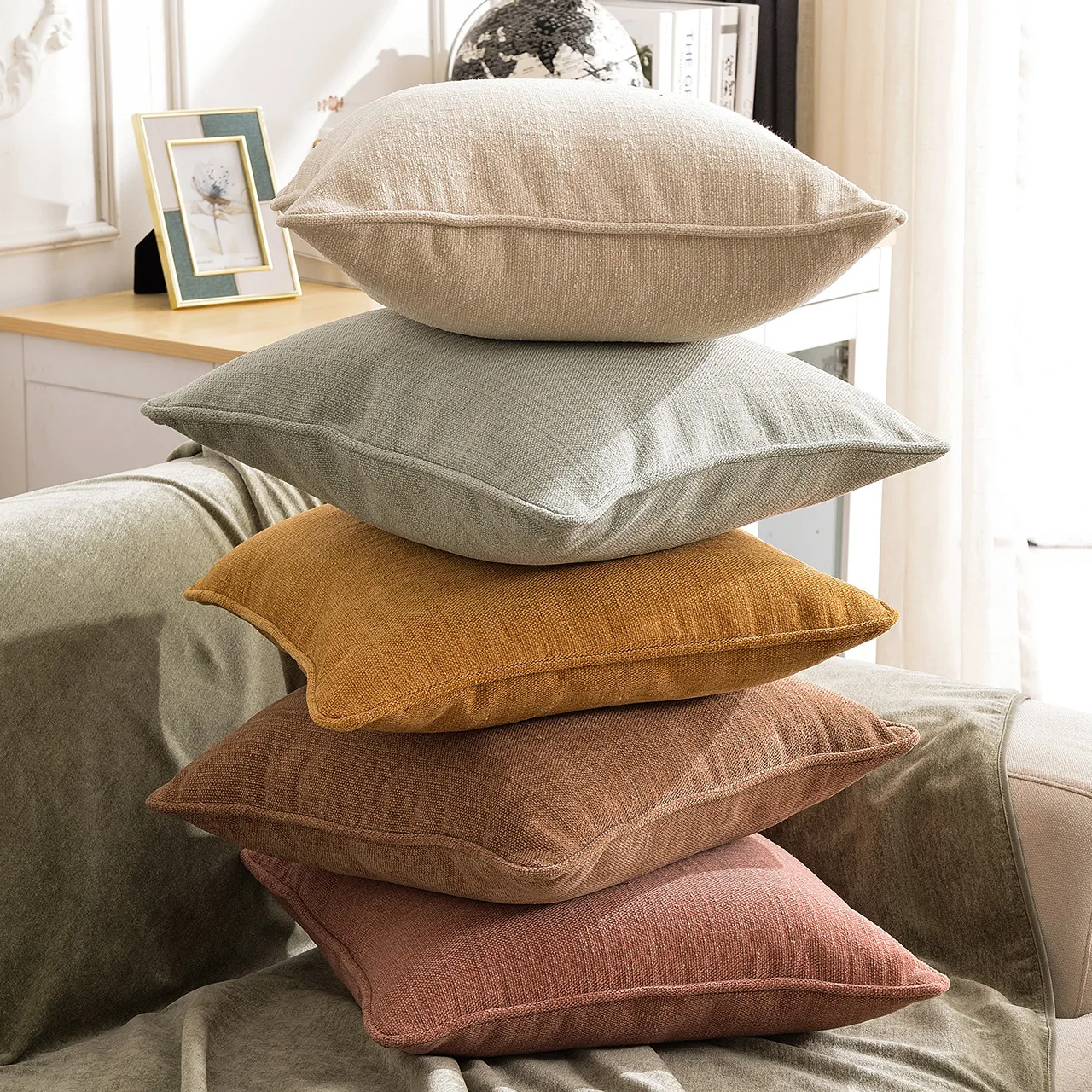 Solid Cushion Cover 45x45cm 30x50cm 50x50cm Peach Orange Grey Ivory Pillow Cover Cotton Linen for living room Sofa Home Decor