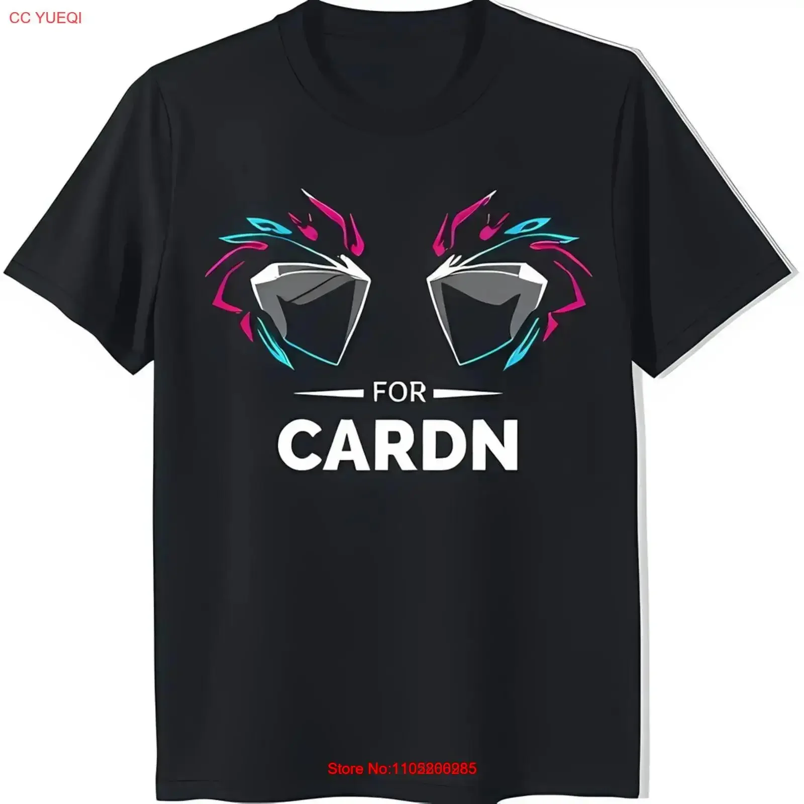 Stylish Black T Shirt with Colorful Eye and 'FOR CARDN' Text vintage Washed homme fashion Soft graphic Unisex Versatile
