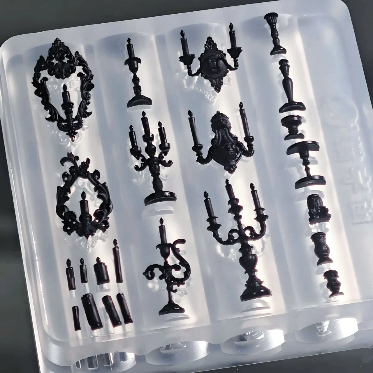 

Box packaging Rococo Picture Frame Candlestick Rabbit Ribbon Bow 3D Mold Nail Art Decorations DIY Silicone Templates Nail Mold