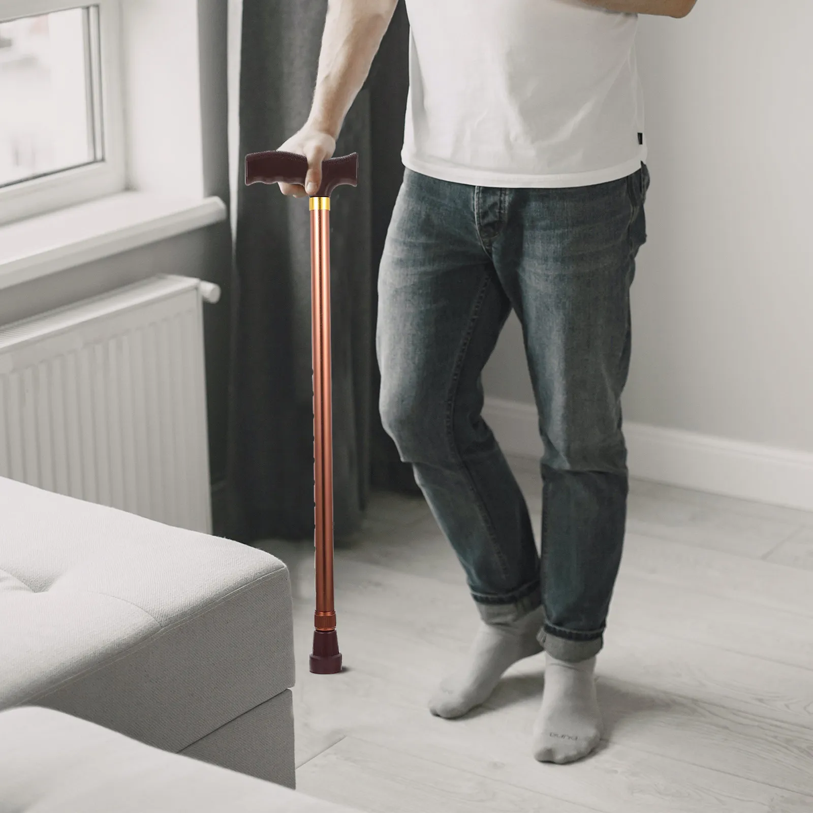 

Retractable Elderly Walking Stick Adjustable Non-Slip Wear-Resistant Aluminum Alloy Cane for Hiking Climbing Outdoor Use