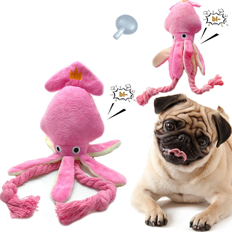 

Dog Cat Cartoon Octopus Squeak Chew Toy Puppy Plush Cleaning Teeth Toy Pet Training Playing Involved Supplies Chihuahua Supplies