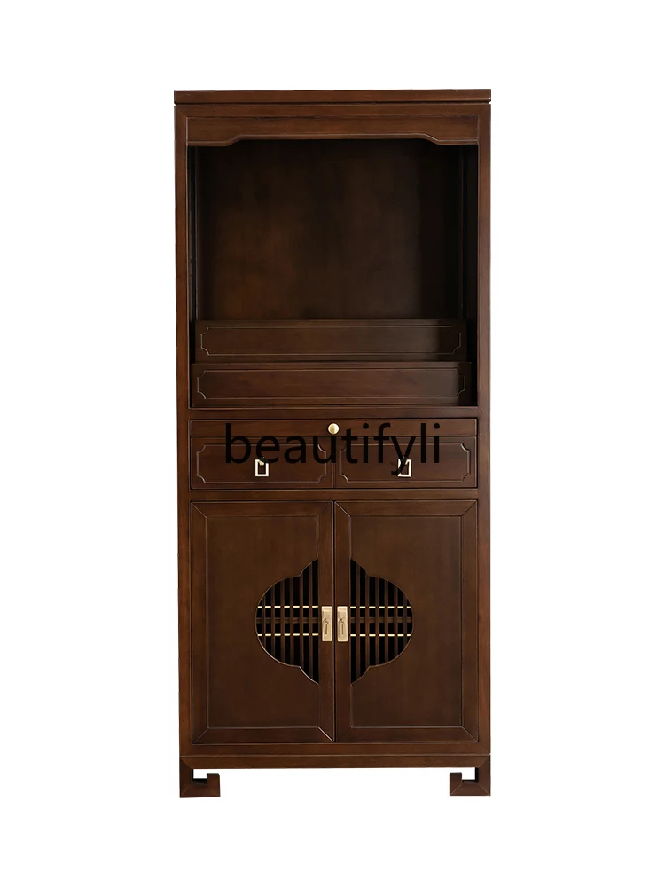 Modern light luxury Buddhist shrine High cabinet New Chinese vertical cabinet Solid wood vertical Guanyin Guangong shrine