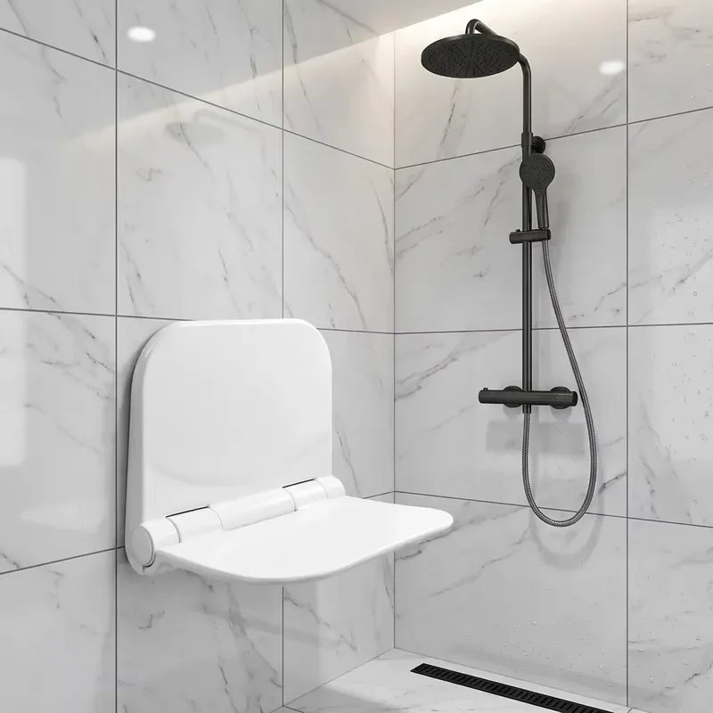 Simple modern simple plastic folding shower stool non-slip surface wall-mounted suitable for entrance bathroom use suitable