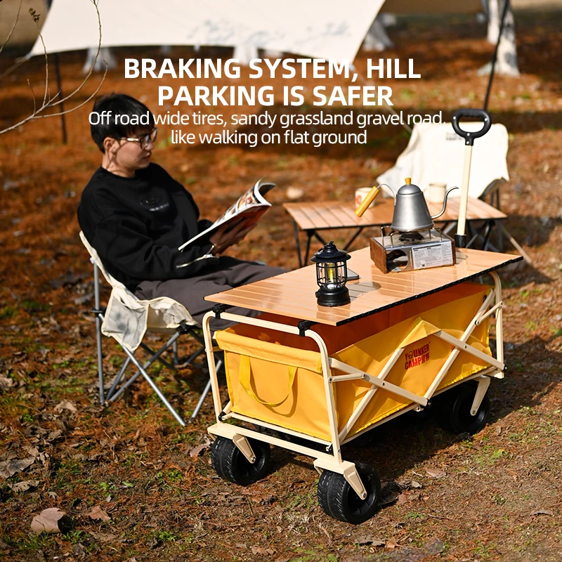 فرامل إطارات للطرق الوعرة بعرض 8 بوصة 10 سم، قضيب سحب قابل للتمديد، تخزين قابل للطي، توفير المساحة، عربة تخييم خارجية، عربة تسوق #4