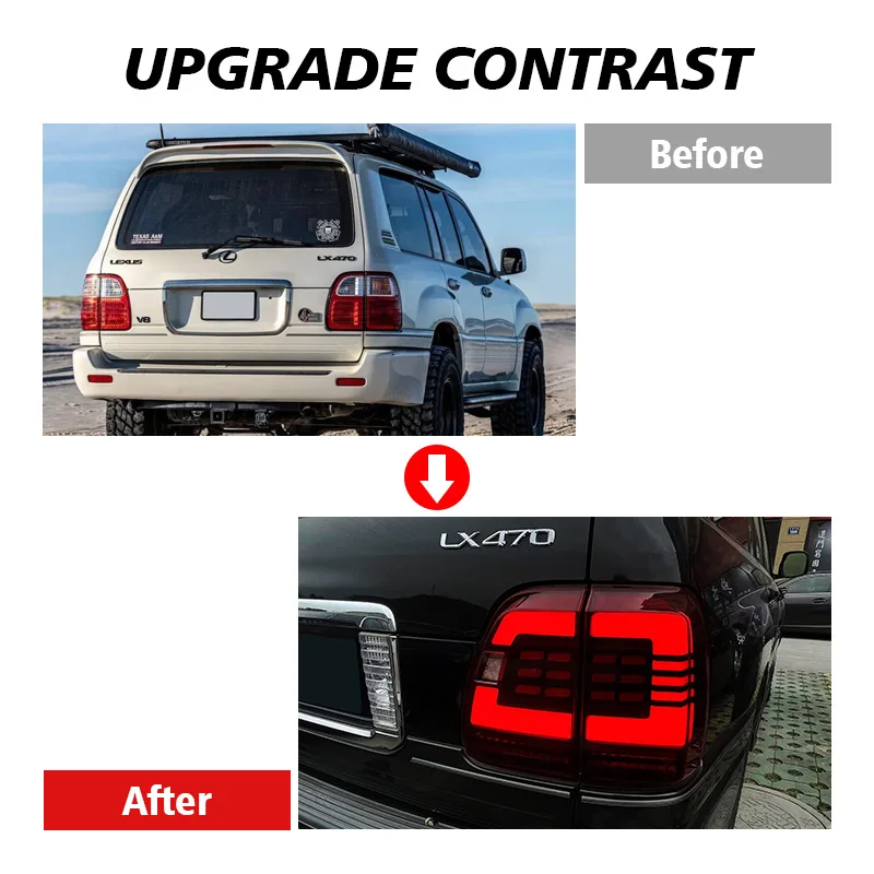 مصنع تعديل الذيل مصباح لكزس LX470 2004-2007 لمبة خلفية اكسسوارات السيارات التوصيل والتشغيل