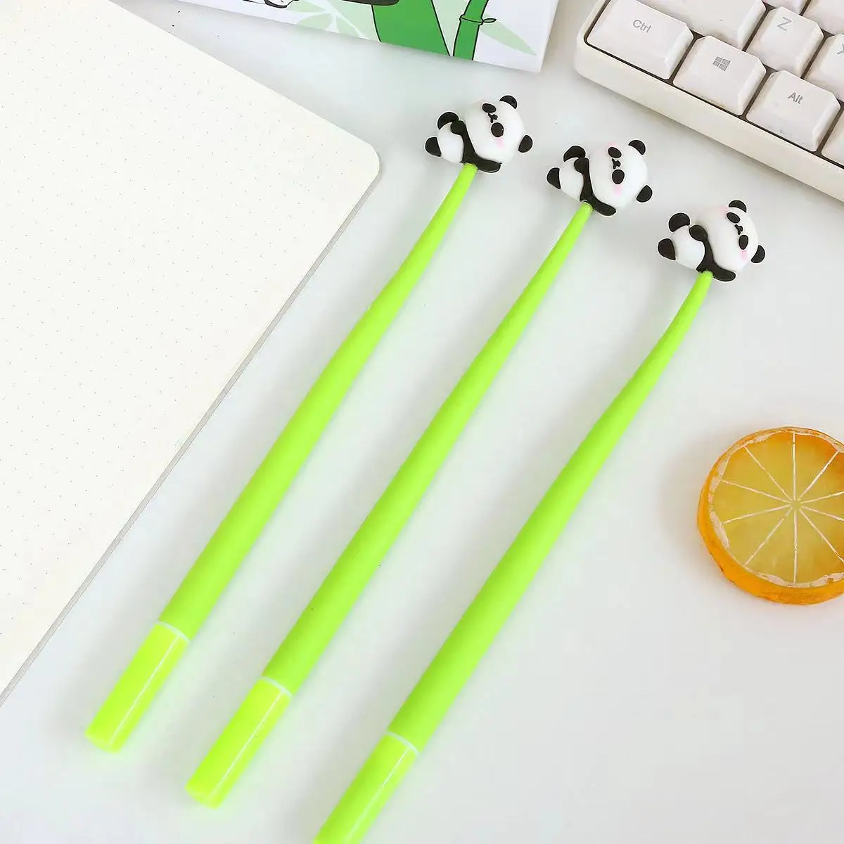 Soft Glue Panda Gel Pen Shake Pen Bamboo Swing Water Pen Full Needle Pen Student Silicone Shake Black Pen Glass fountain pen