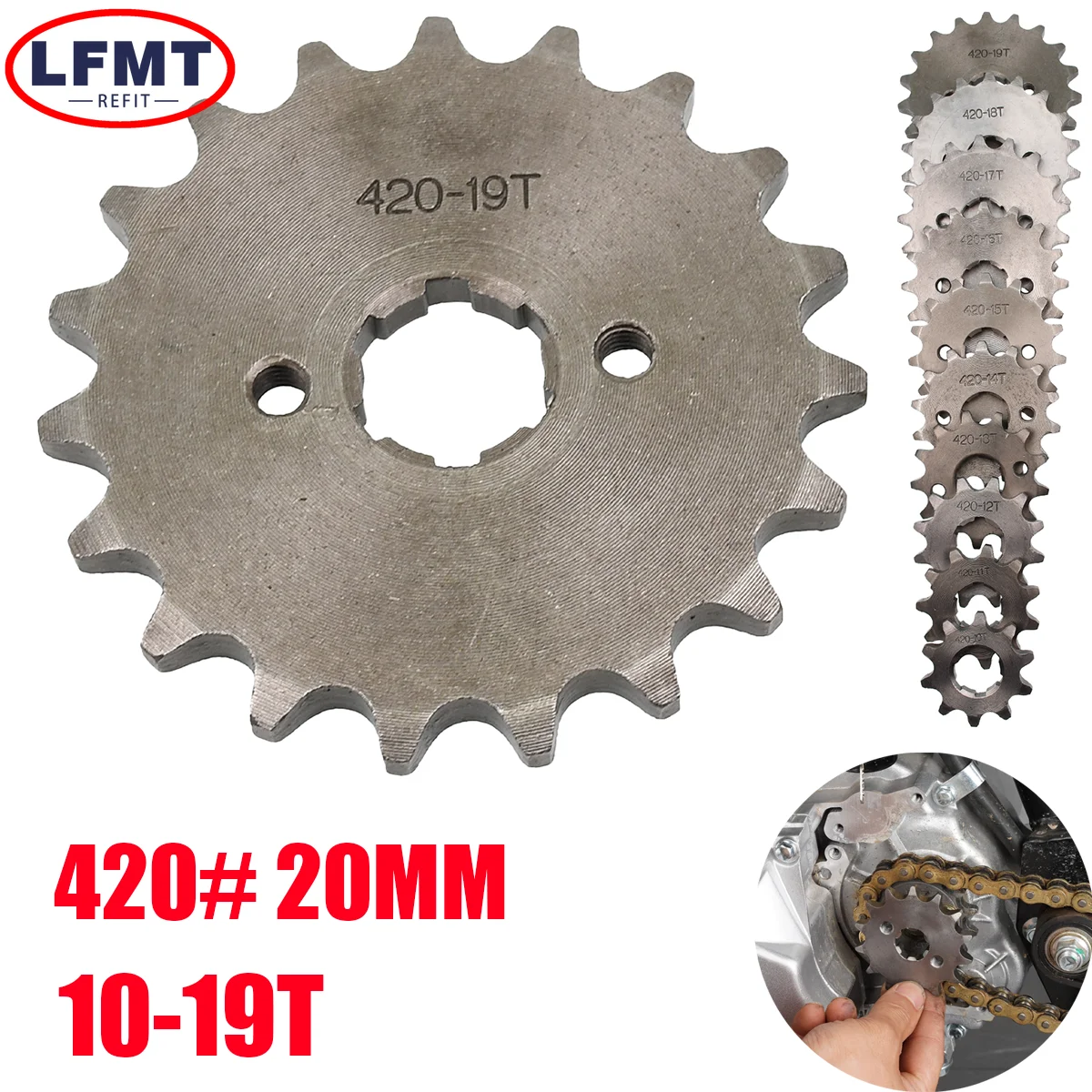 

For Dirt Pit Bike Monkey Dax Go Kart ATV Quad Motorcycle 10 11 12 13 14 15 16 17 18 19 Teeth 420# 20mm Front Engine Sprocket