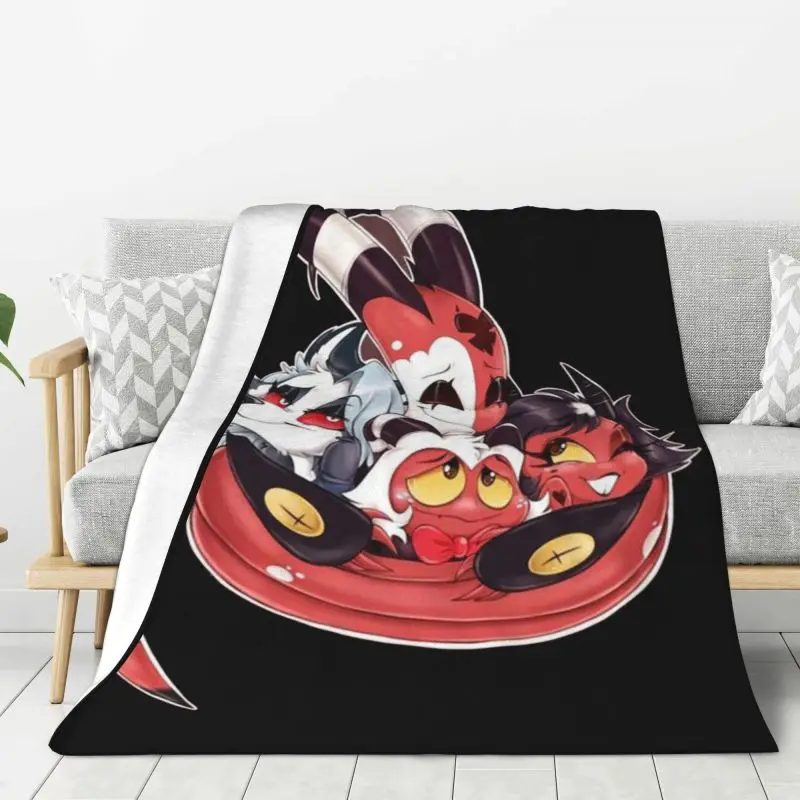 Custom 3D Print Helluva Boss Humorous Cartoon Movie Blankets Comfortable Soft Flannel Summer Blitzo Throw Blanket for Office Bed