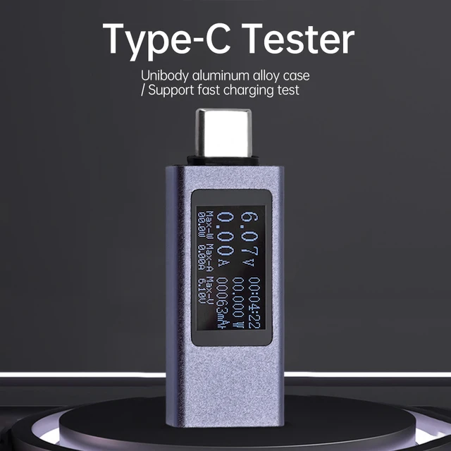 5A wielofunkcyjny wyświetlacz cyfrowy miernik napięcia prądu stałego miernik mocy USB typu C Tester ładowania telefonu DC 4-30V 0-12A