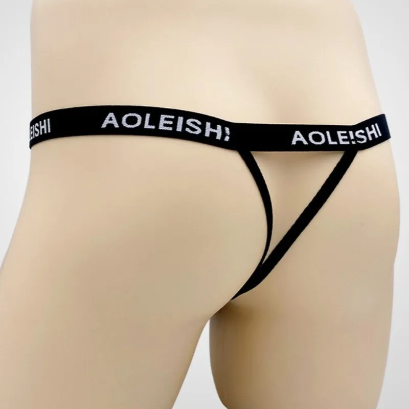 Sissy Lingerie Men's Sexy Pouch Bag Thong Buttocks Hollow Adjust Jockstrap Open Bottom G String Mini Panties Erotic Femtish Gay