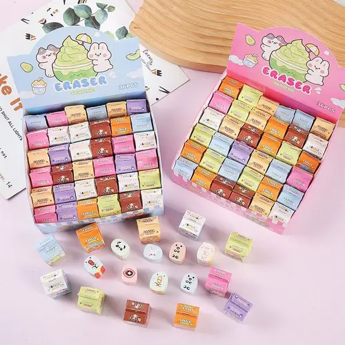 Imagen 2 del producto 35 Uds. Borradores de cartón de leche, escritorio para amigos para niños, borradores de lápiz Kawaii, juguetes de borrador a granel, regalos para premios en el aula, recompensa de juego