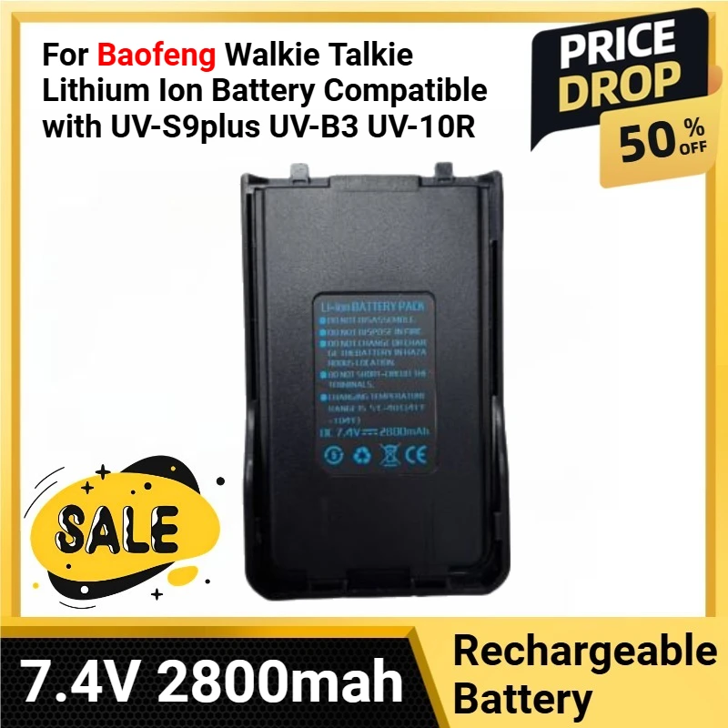 

7.4V 2800mah Handheld Radios B2plu Battery for Baofeng Walkie Talkie Lithium Ion Battery Compatible with UV-S9plus UV-B3 UV-10R