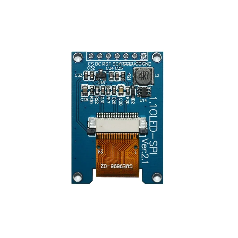 1.1 Inch OLED Display Module, SH1107 Driver, 96x96 SPI 4-Pin/7-Pin Optional, White Monochrome, COG Small LCD Screen Module