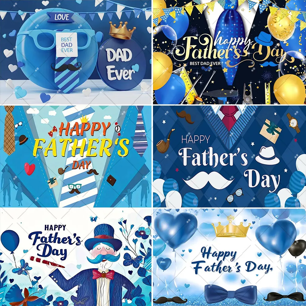 

Happy Father's Day Theme Black White Suit Gentleman Tuxedo Father Thank You Daddy Festival Shirt Tie Family Party Backdrop