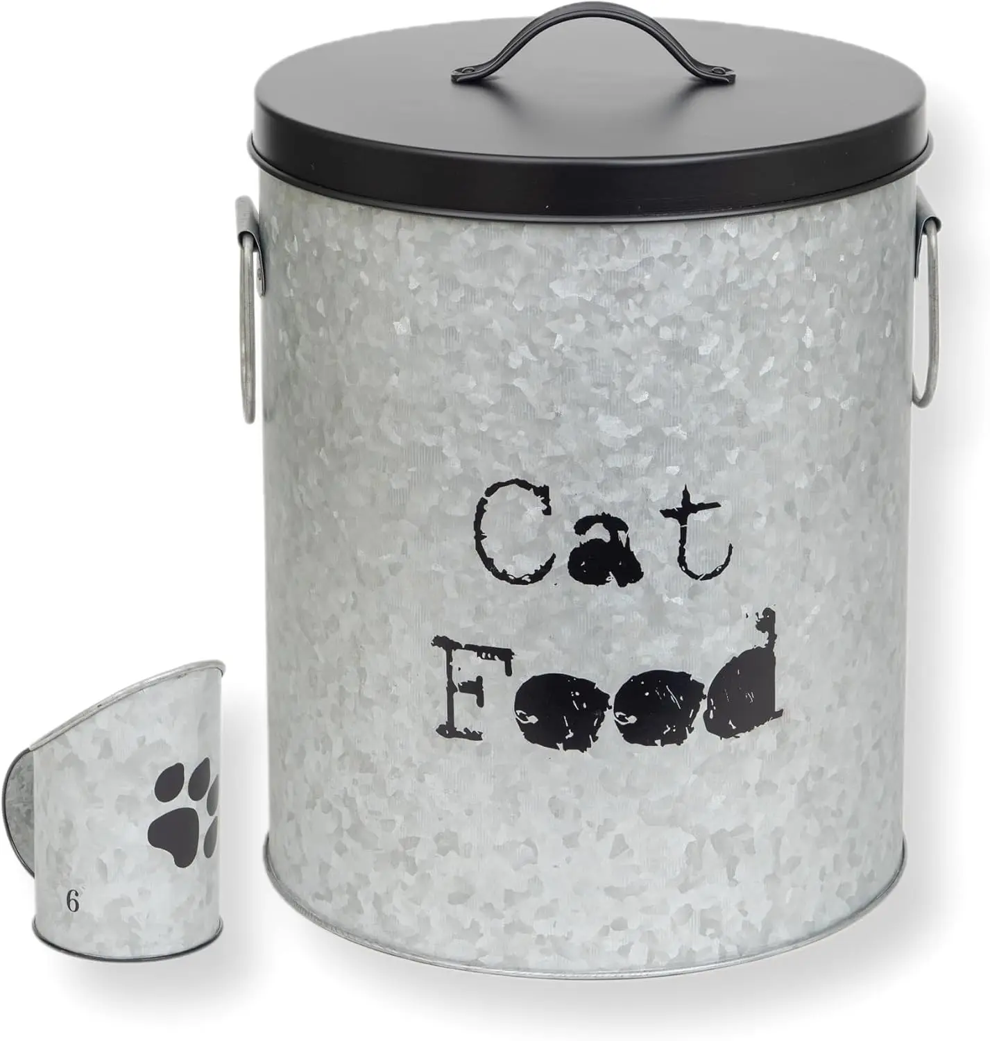 Medium Pet Food Storage Canister for Cats Up to 30lb with Scoop – Airtight Metal Container, Minimalist Design, Recyclable, Large Capacity