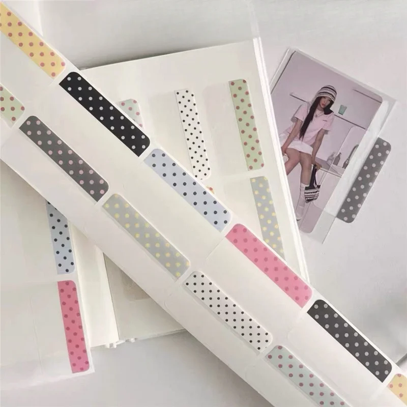 100pcsColorful polka dot index tabs，insWind translucent waterproof sticky notes，Student handbook classification label stickers