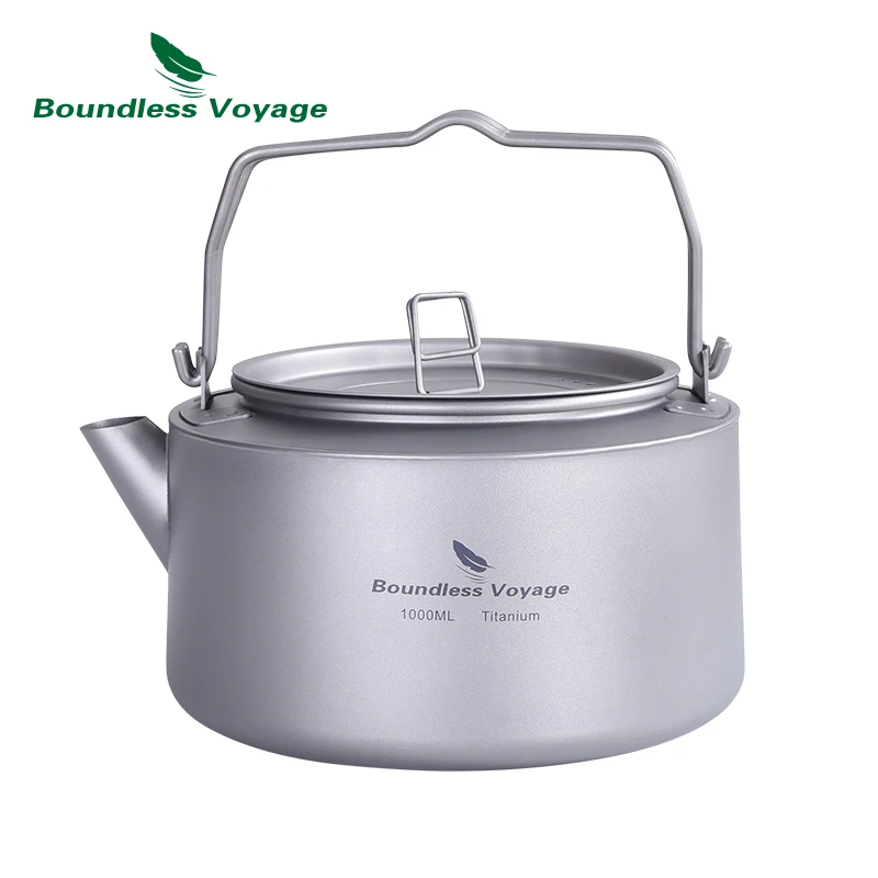 

Boundless Voyage Outdoor Camping Titanium 1L Kettle Cup Set Ultralight Big Capacity Pot with Folding Handle Filter